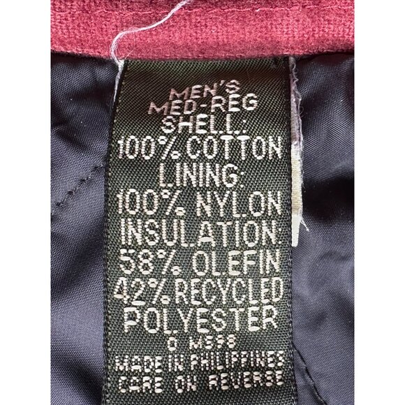 L.L.Bean Mens Vtg Size Large Maroon Lined Shirt Snap Jacket Medium - Picture 6 of 16